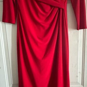 Ralph Lauren Red Ruched Asymmetrical Cocktail Dress